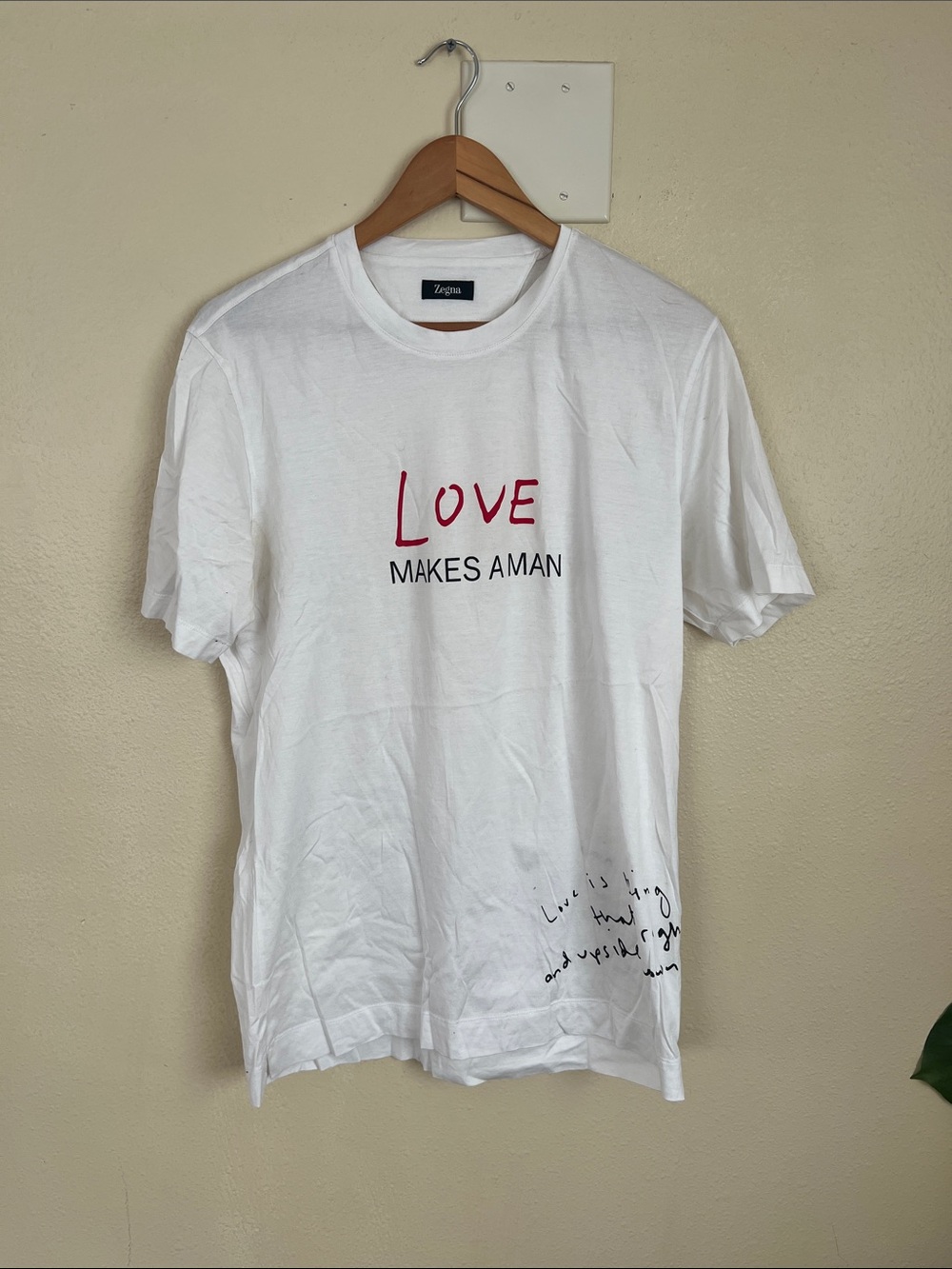 Zegna White 'Love Makes a Man' Graphic Crewneck Tee
